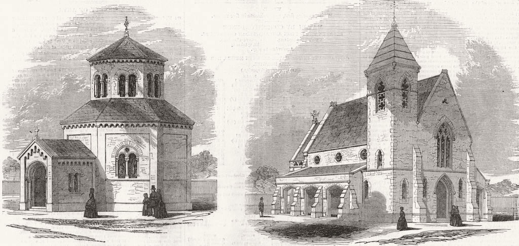 Associate Product LONDON. New Chapels, tower Hamlets Cemetery 1849 old antique print picture