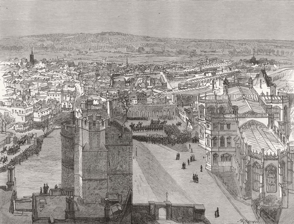 BERKS. Windsor from Round Tower, Royal Wedding 1882 old antique print picture