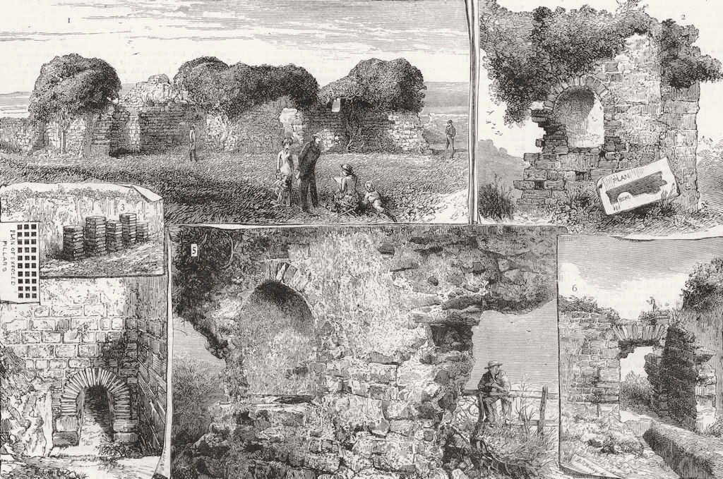 CUMBS. Roman Remains, Walls Castle, Cumberland 1882 old antique print picture