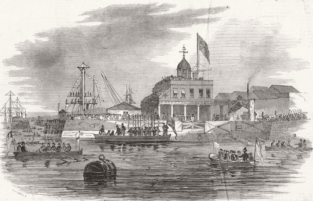 Associate Product HANTS. Queen landing, King's stairs, Portsmouth 1846 old antique print picture