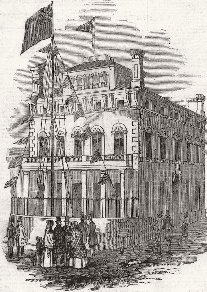 Associate Product SOUTHAMPTON. Royal South Yacht Clubhouse  1846 old antique print picture