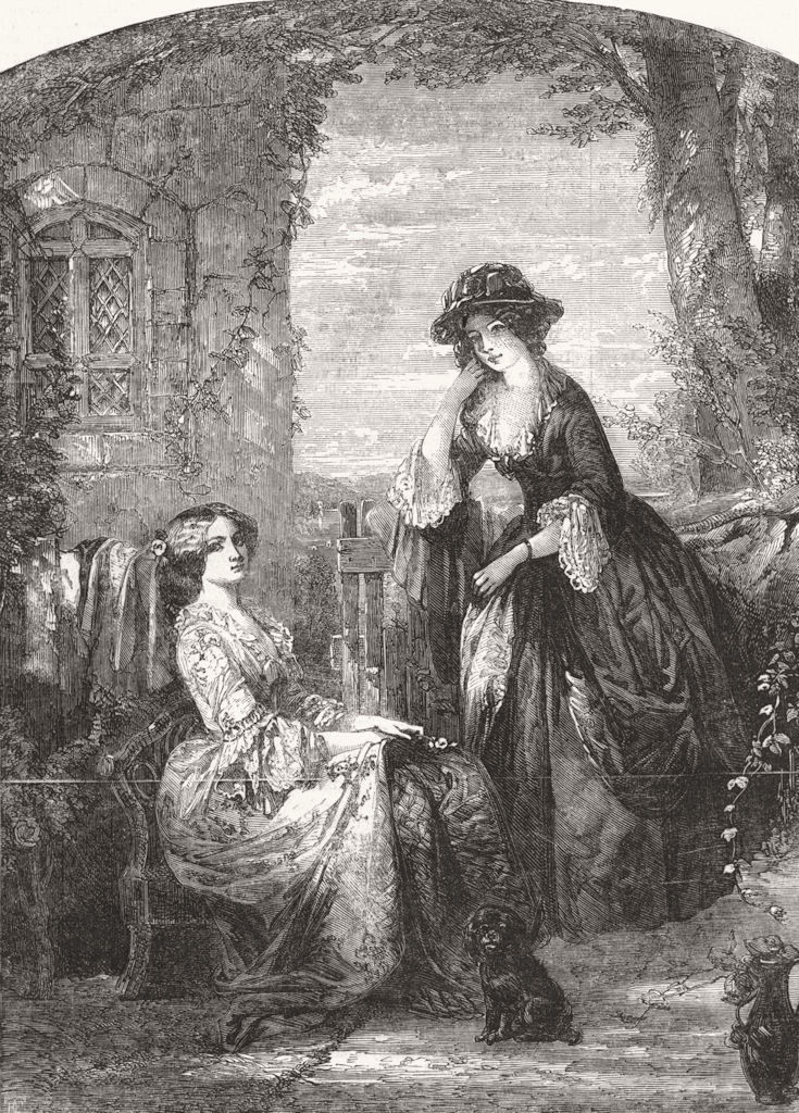YORKS. Sophia & Olivia(from Vicar of Wakefield) 1853 old antique print picture