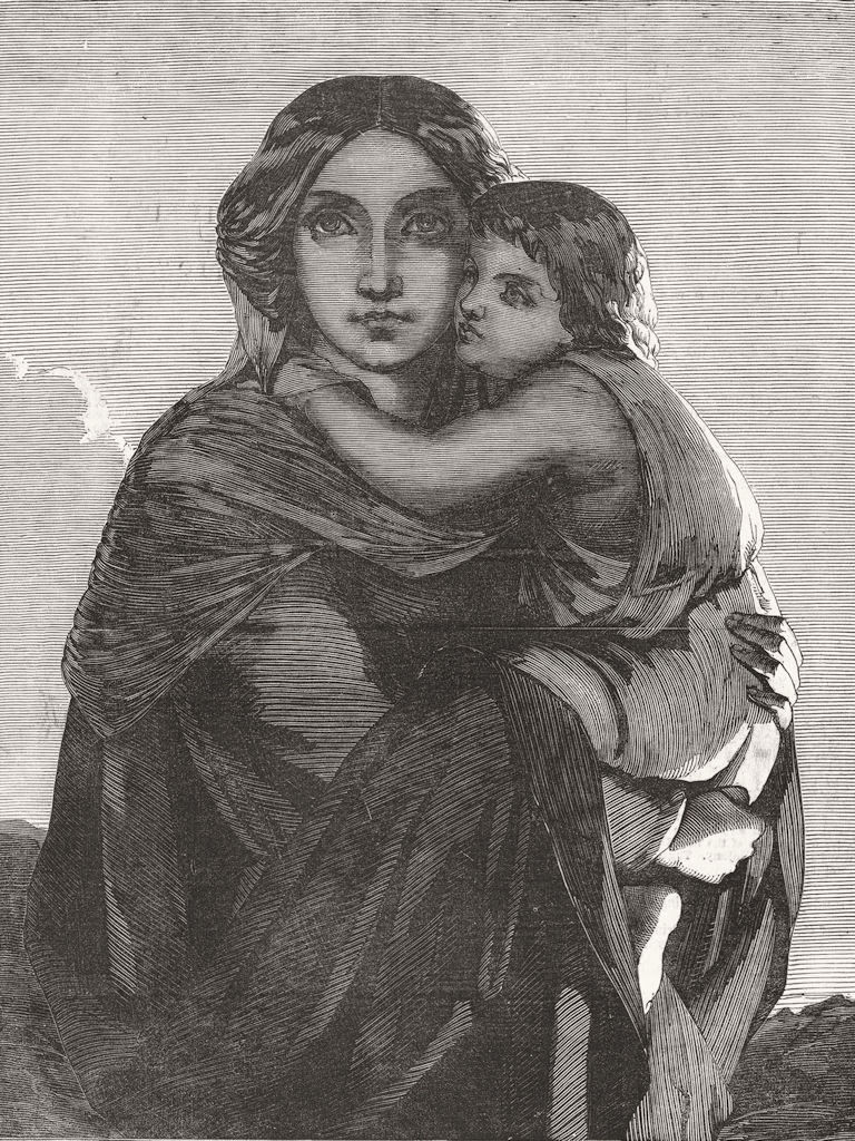 PORTRAITS. Lady and child 1852 old antique vintage print picture
