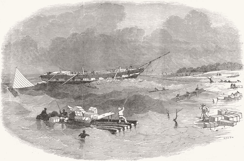 BRAZIL. Ship Fowell Buxton, Capin Assu, NE Coast 1853 old antique print