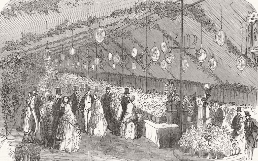 Associate Product DEVON. Horticultural show at Plymouth 1853 old antique vintage print picture