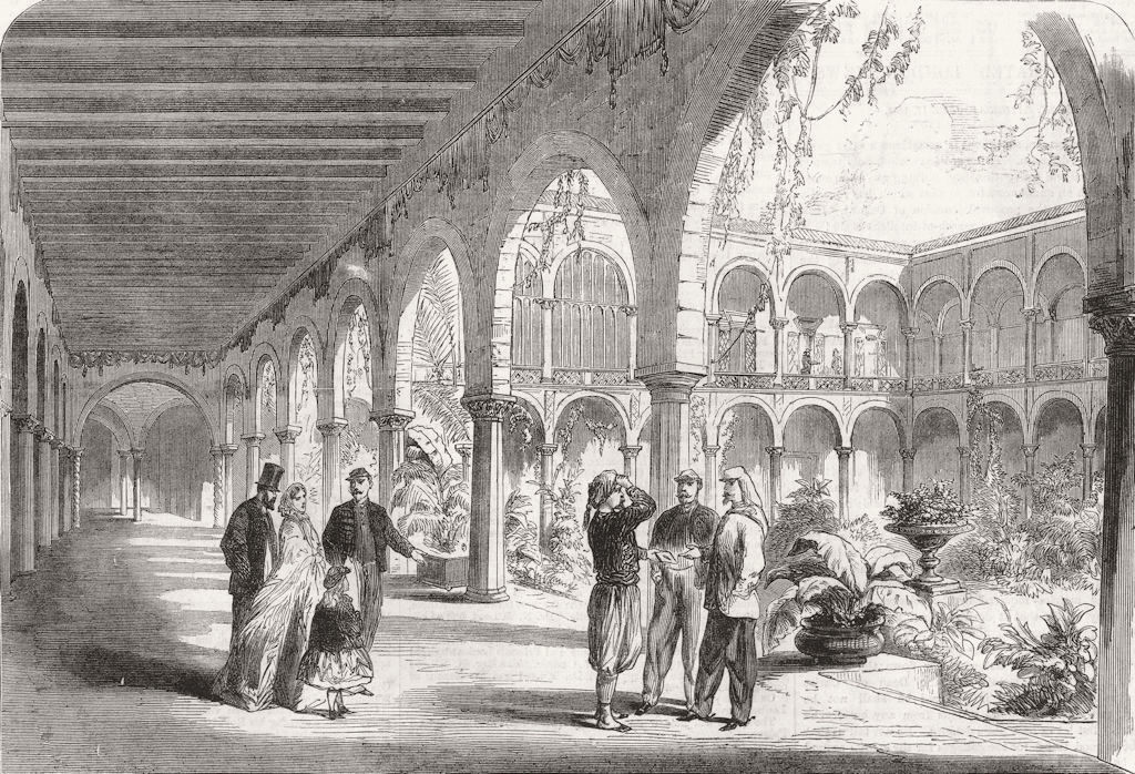 ALGERIA. Inside Ct of Govt Palace, Constantine 1865 old antique print picture