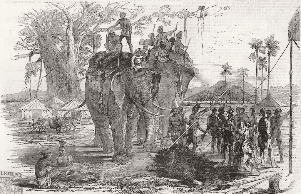BEERBHOOM. Highlands. -Returning from bear-shooting 1851 old antique print