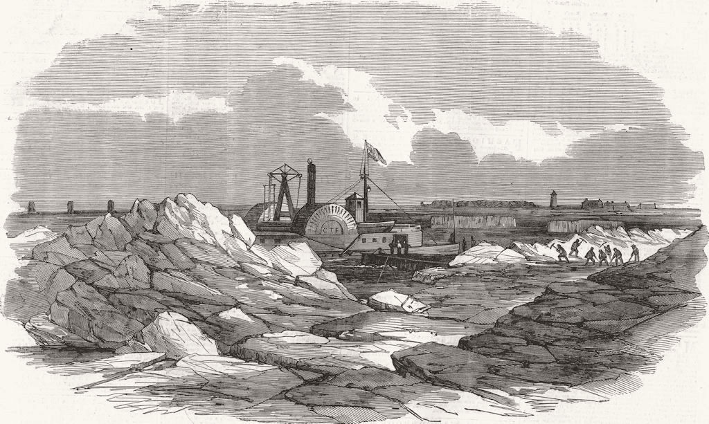 Associate Product CANADA. Breaking up of ice, St Lawrence, Montreal 1859 old antique print