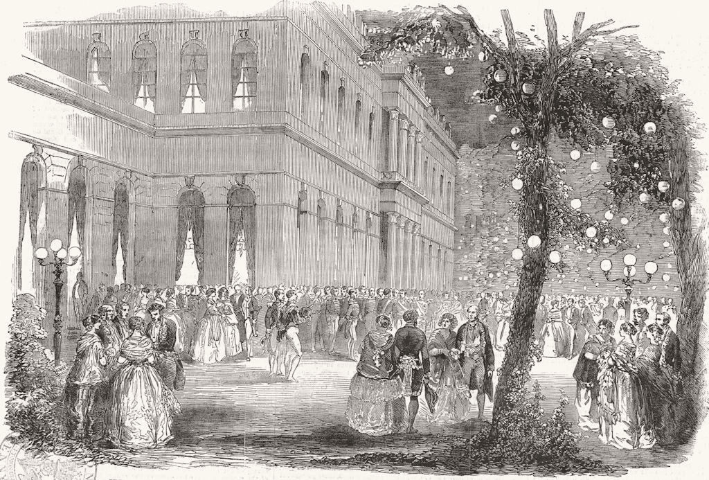 PARIS. Fete, Elysee palace garden for Lord Raglan 1854 old antique print