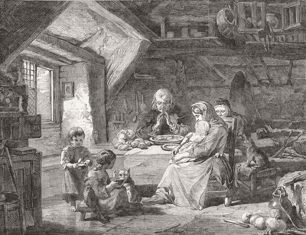 FAMILY. The Grace 1851 old antique vintage print picture