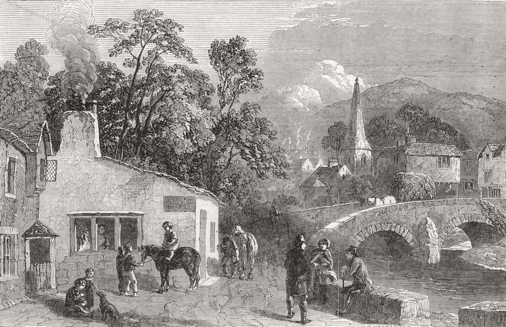 TOWNS. The village Smithy 1851 old antique vintage print picture