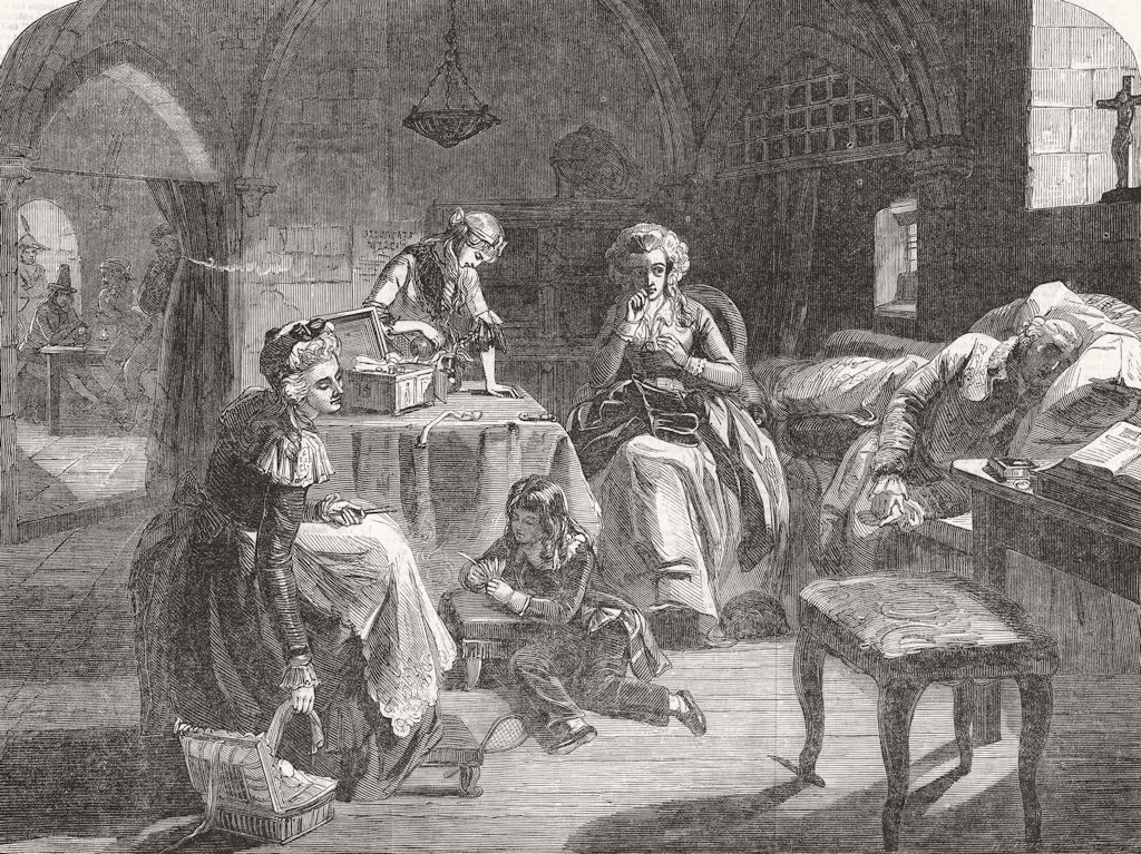 FRANCE. Jail. Louis XVI; Marie Antoinette; Dauphin 1851 old antique print