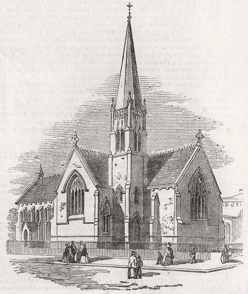 LONDON. St Matthew's Church, Lower Rd, Islington  1851 old antique print
