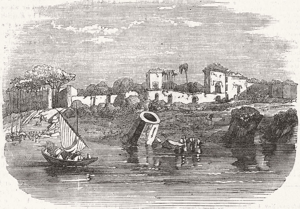 Associate Product TOWNS. Ruins of Mahometan Palace, Raj Mah'l, Ganges 1855 old antique print