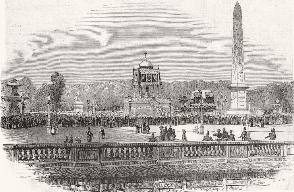 FRANCE. Parade & Gt Altar, place De La Concorde 1848 old antique print picture