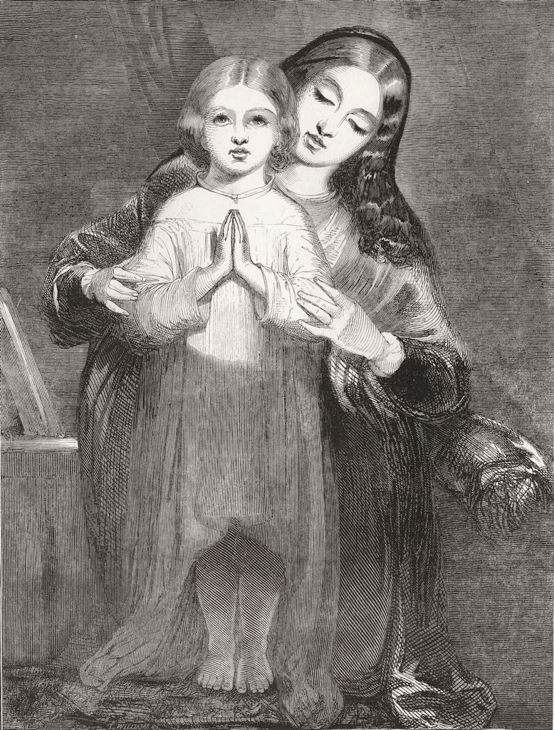 CHILDREN. The Child's Prayer c1850 old antique vintage print picture
