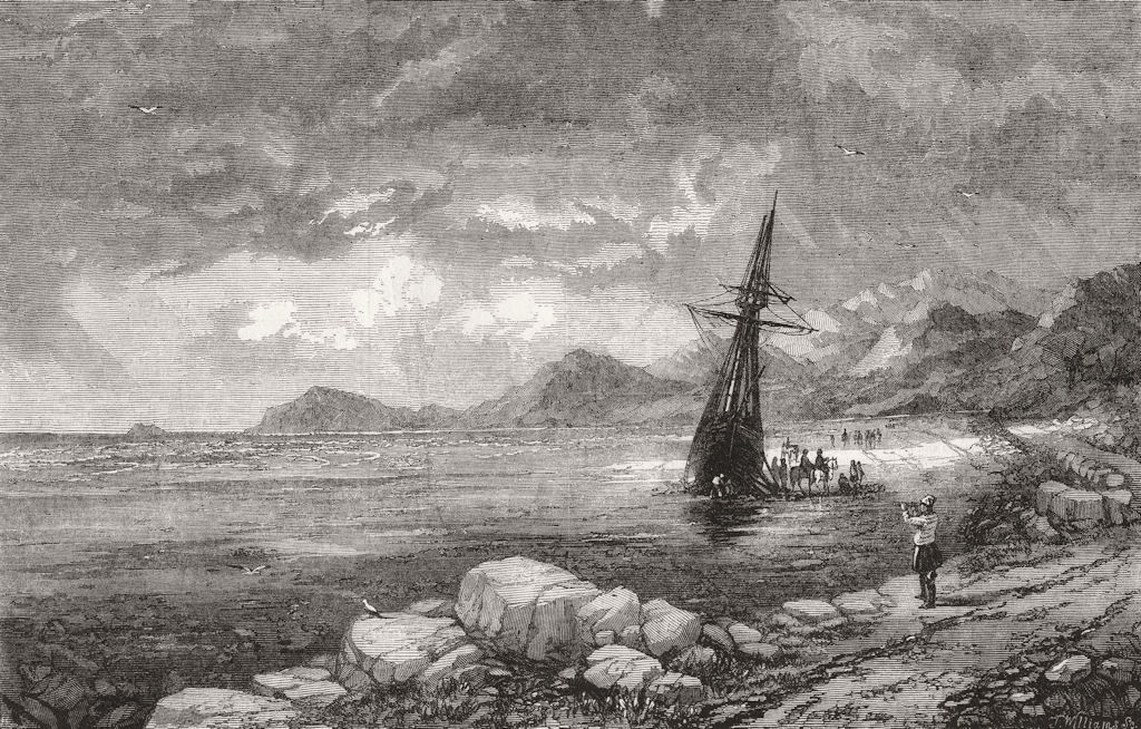 SEASCAPES. The wind on shore 1850 old antique vintage print picture