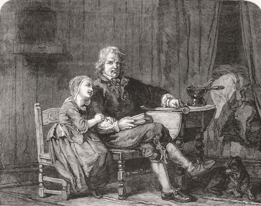 FAMILY. The happy old man 1852 antique vintage print picture