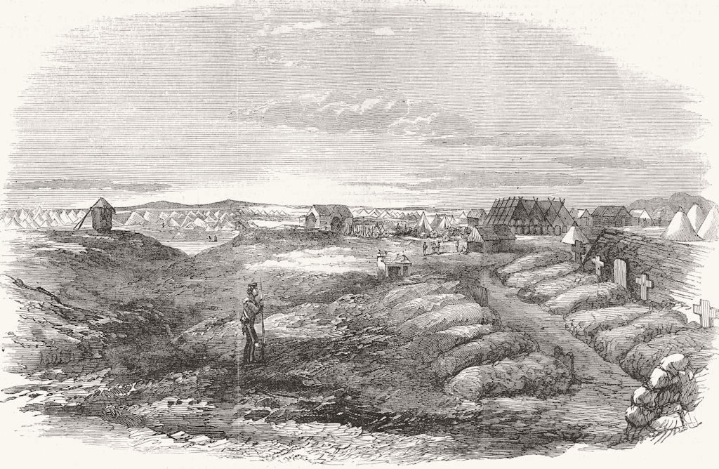 UKRAINE. Crimean War. Inkerman Hill 1855 old antique vintage print picture
