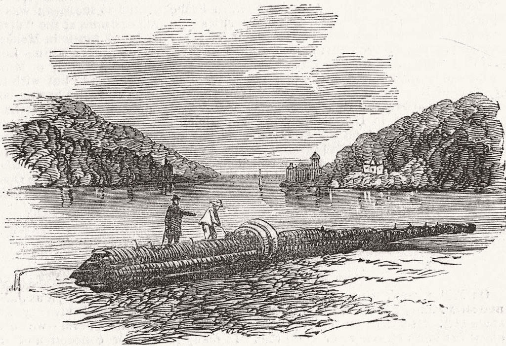 DARTMOUTH. Mast(Presumed of Amazon)drifted ashore 1852 old antique print