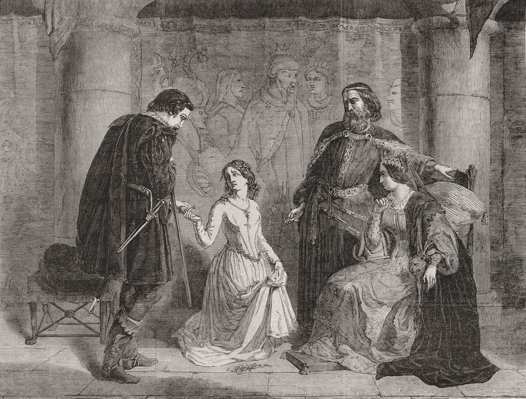 SHAKESPEARE. 'Hamlet'-King, Ophelia & Laertes' 1852 old antique print picture