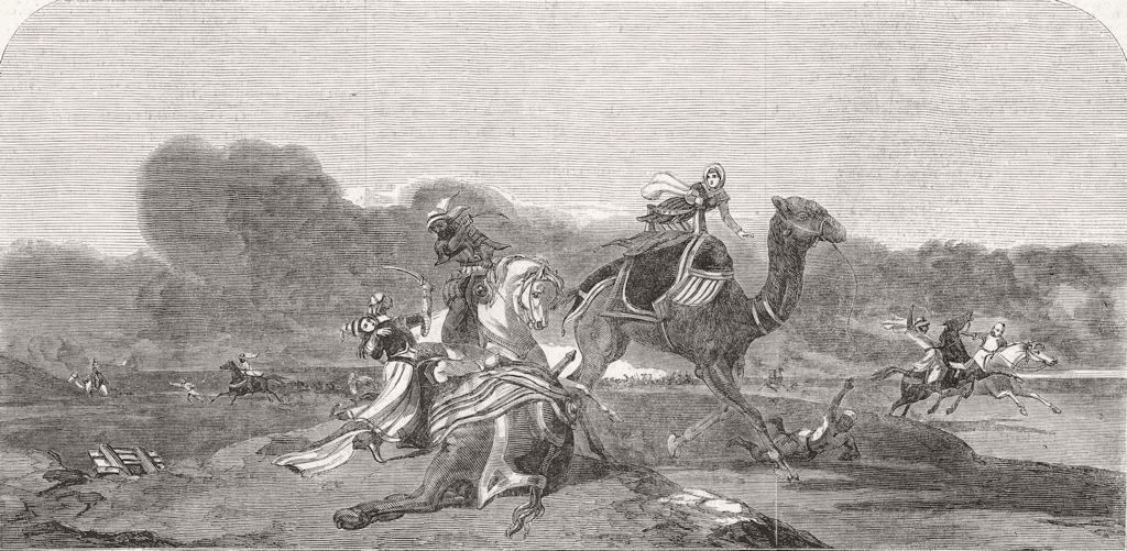 Associate Product MILITARIA. Arabs attacking a Caravan 1852 old antique vintage print picture