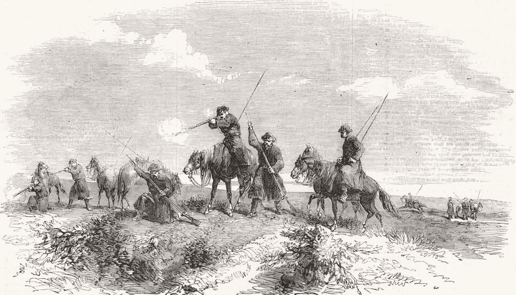 UKRAINE. Cossacks Skirmishing 1855 old antique vintage print picture