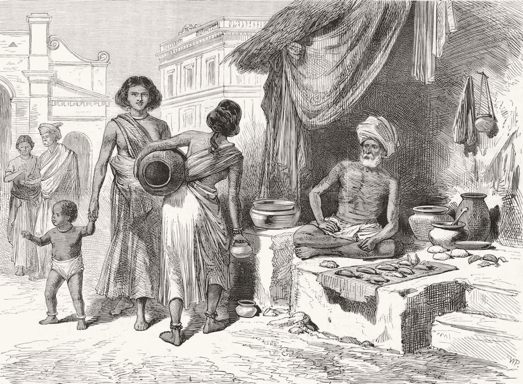 INDIA. Prince of Wales. Bazaar, Chennai 1875 old antique vintage print picture