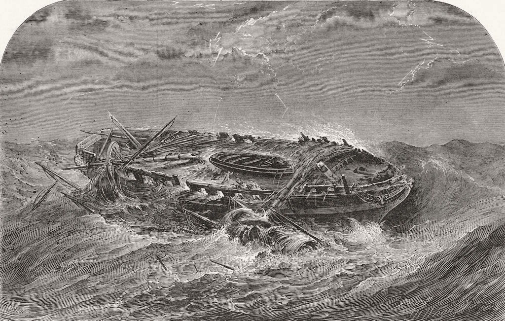 Associate Product DISASTERS. Wreck of an Indiaman 1850 old antique vintage print picture