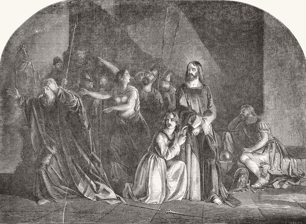 RELIGIOUS. Peter Denying Christ 1851 old antique vintage print picture