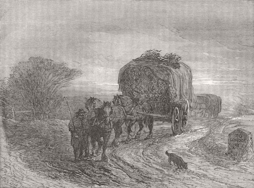 CHRISTMAS. Market-wagon 1853 old antique vintage print picture