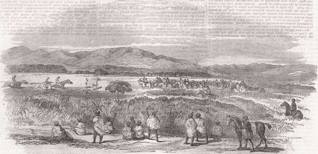 NEW ZEALAND. Races, plain of Wairarapa, Wellington  1853 old antique print