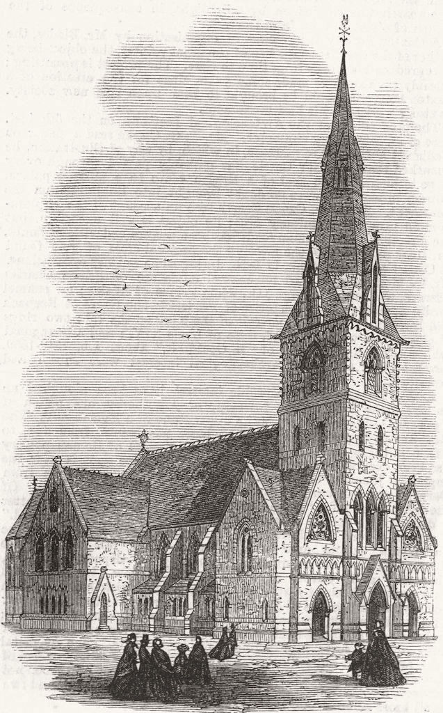 CHURCHES. St Peter's Church, Wickham Rd, New Cross 1867 old antique print