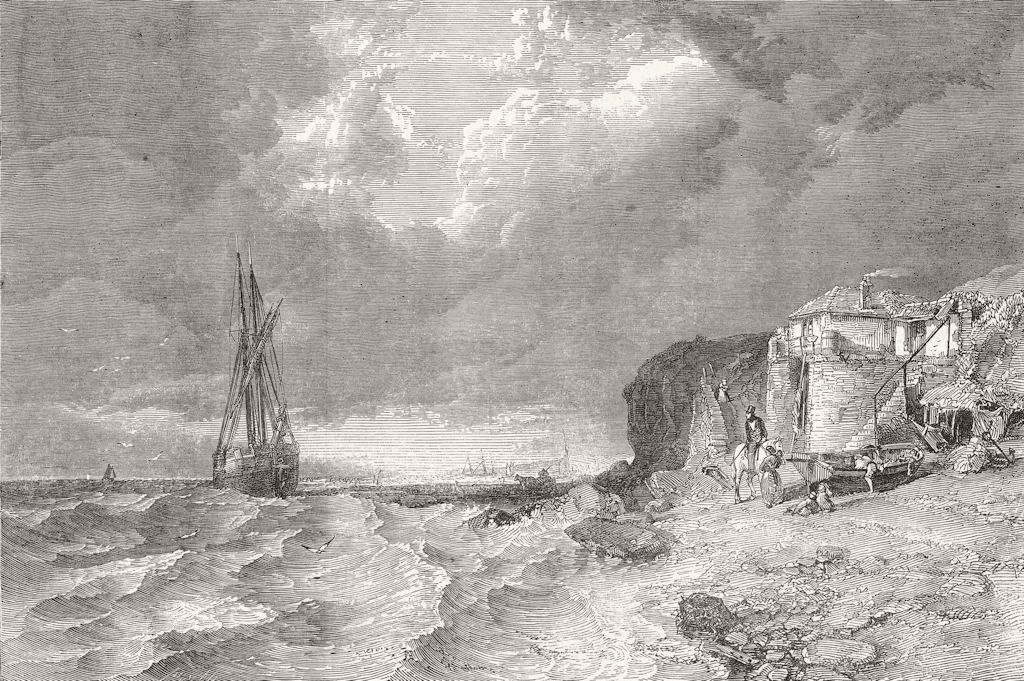 SEASCAPES. Coast scene-morning 1853 old antique vintage print picture