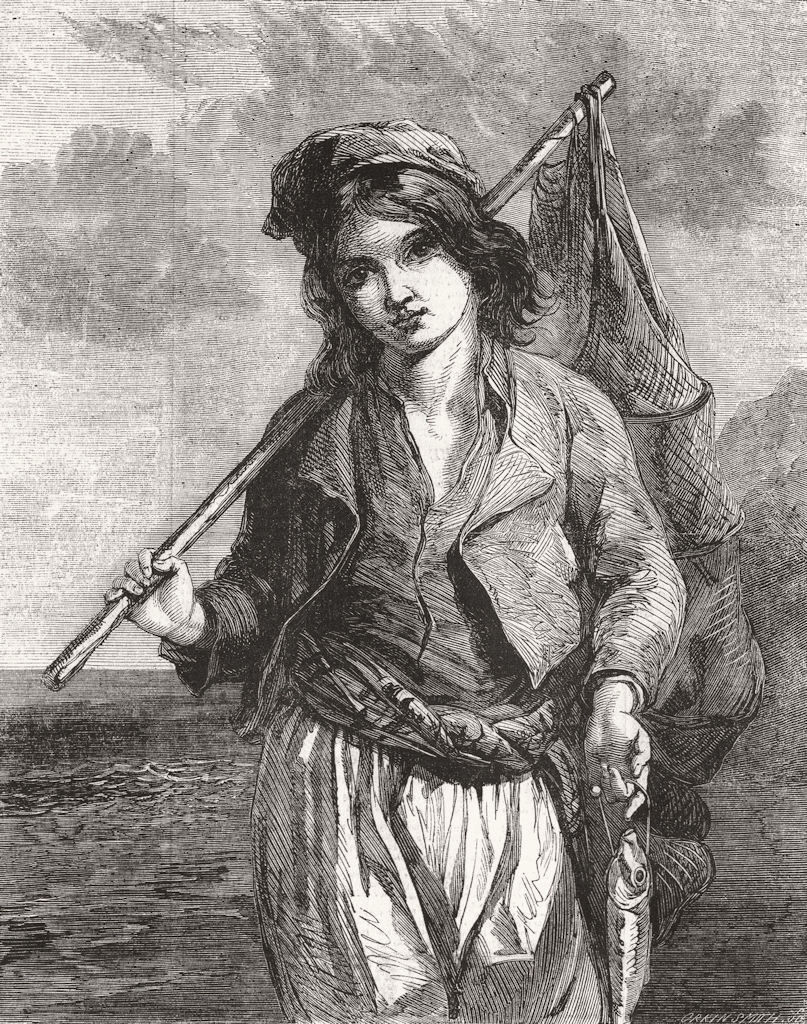 CHILDREN. A Neapolitan fisher-boy 1855 old antique vintage print picture