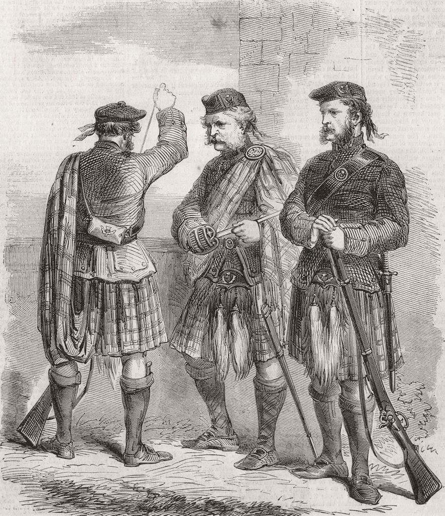 SCOTLAND. Edinburgh highland rifle corps 1860 old antique print picture