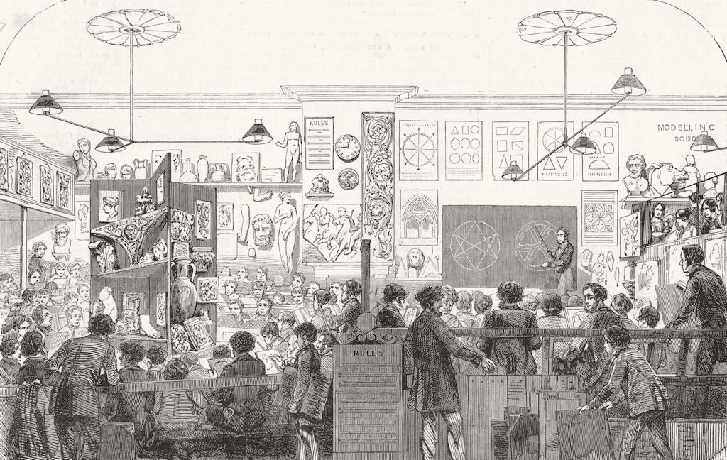 Associate Product LONDON. School of drawing & modelling, Camden Town 1852 old antique print