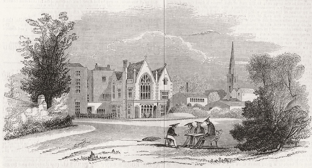 GLOS. Gloucester College School 1844 old antique vintage print picture