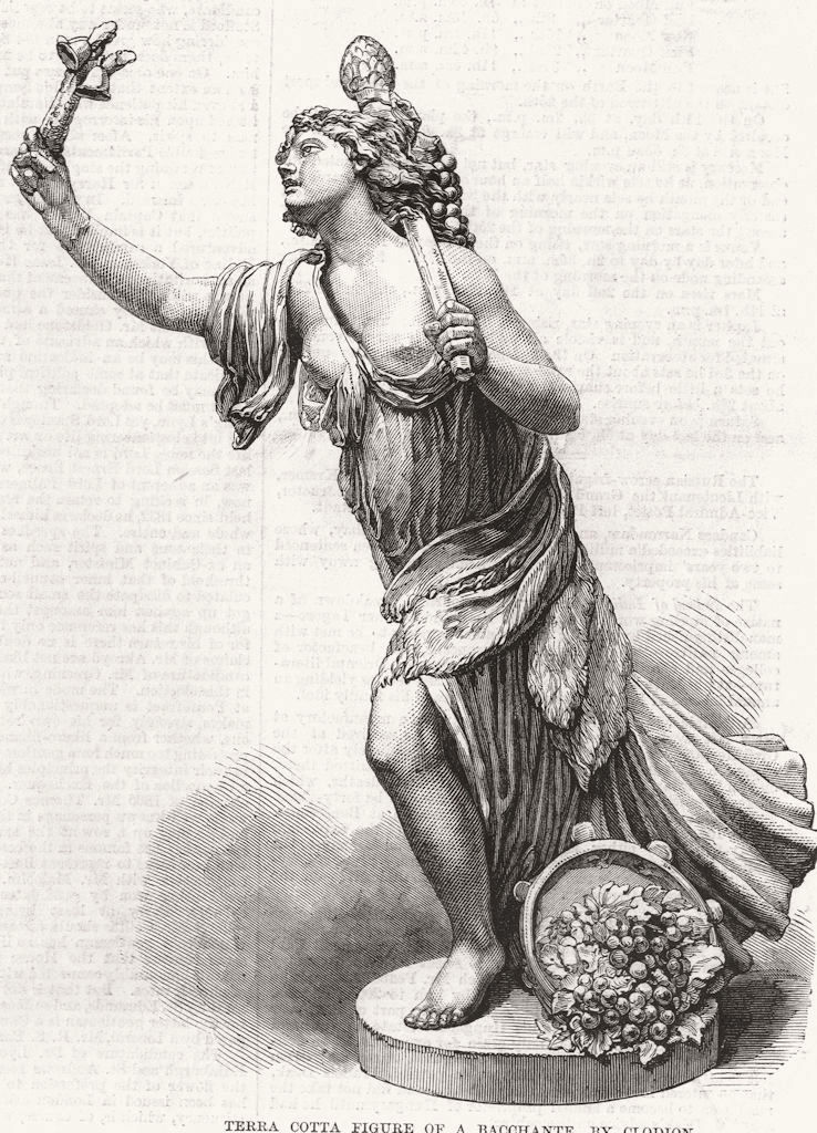 DECORATIVE. Terra Cotta Figure of Bacchante 1868 old antique print picture