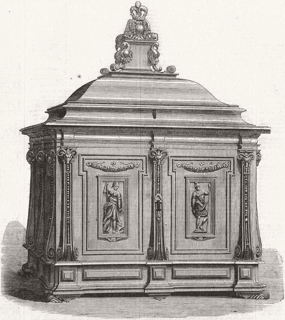 LEEDS. Steel casket, National Exhibition of art 1868 old antique print picture