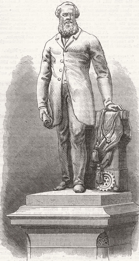 YORKS. Statue of Peter Fairbairn, Leeds 1868 old antique vintage print picture