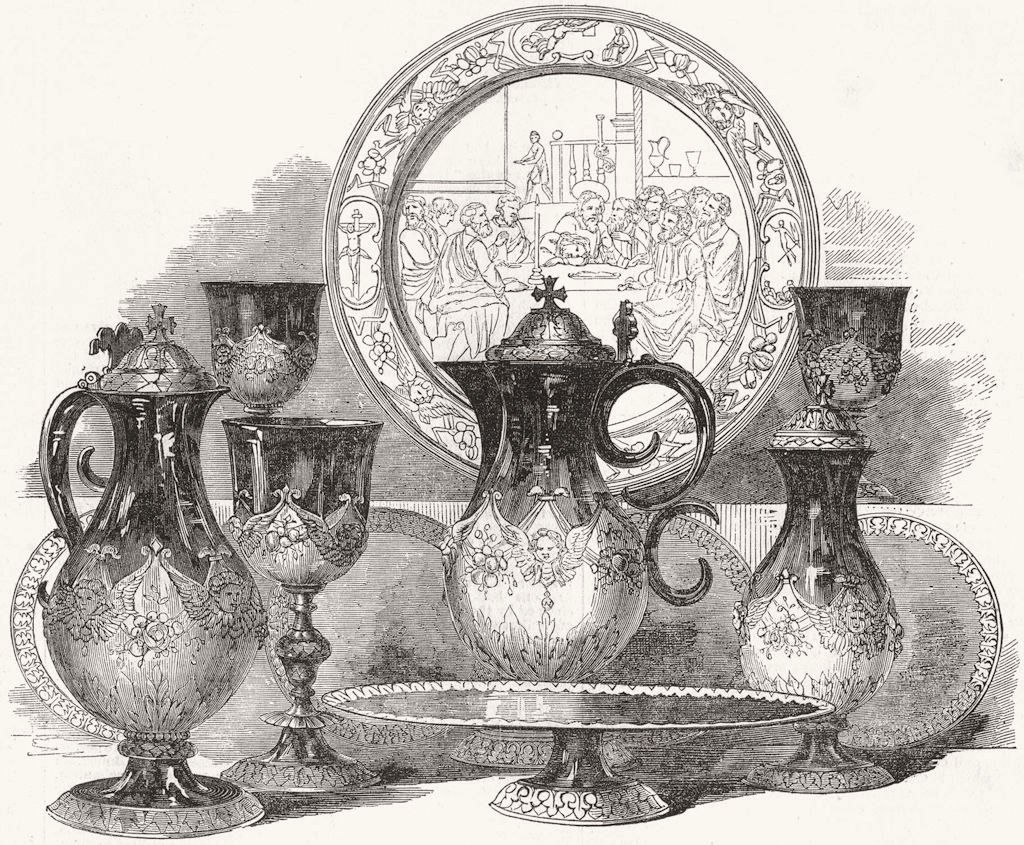 Associate Product DECORATIVE. St James's communion-plate 1853 old antique vintage print picture