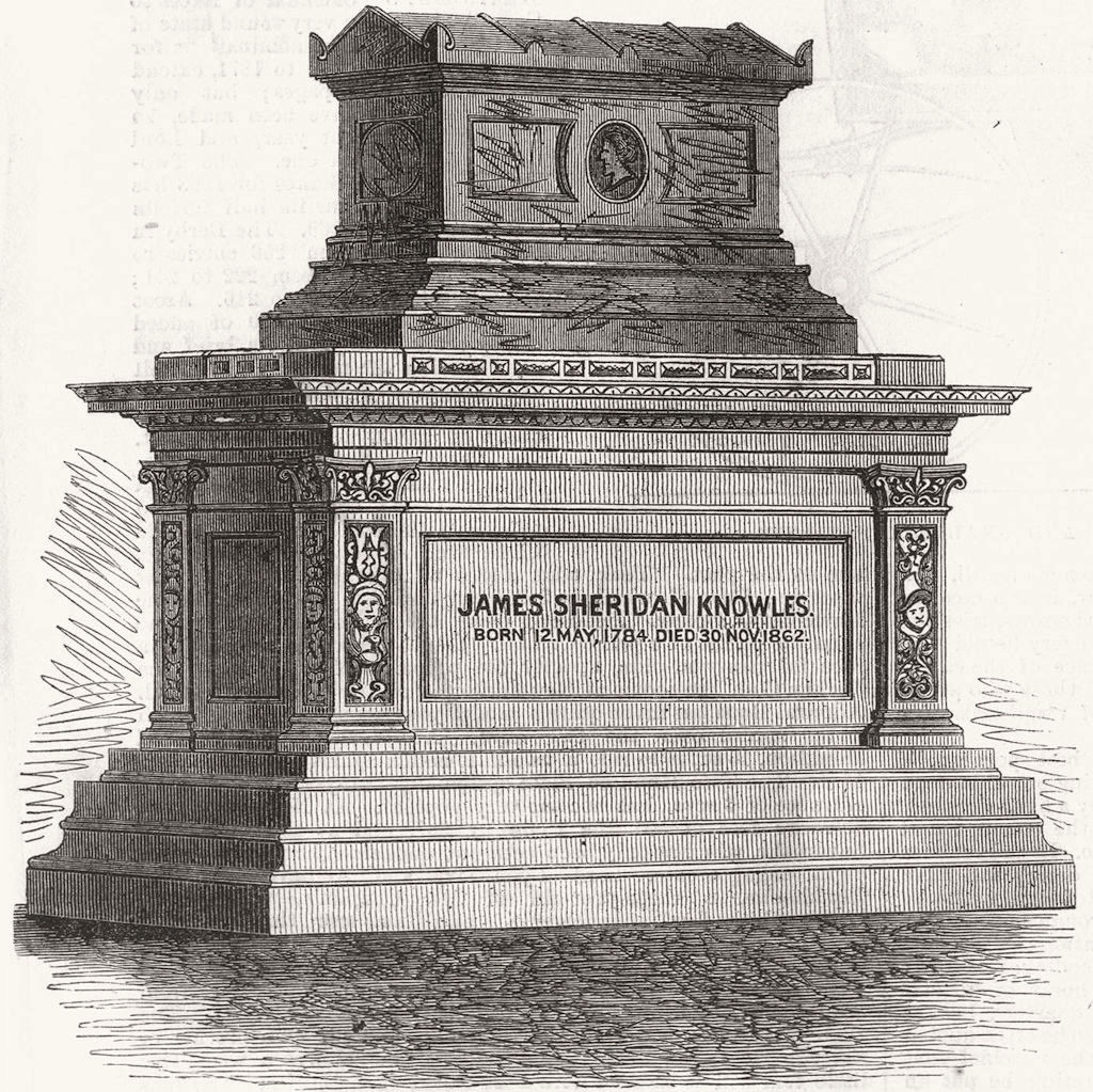 GLASGOW. Monument to Sheridan Knowles, Necropolis 1867 old antique print