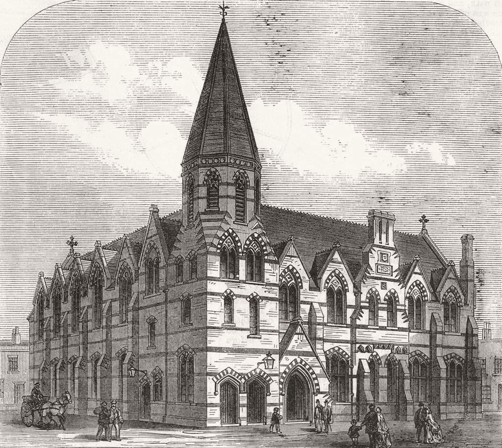 Associate Product POPLAR. St Saviour's school, Northumberland_St 1867 old antique print picture