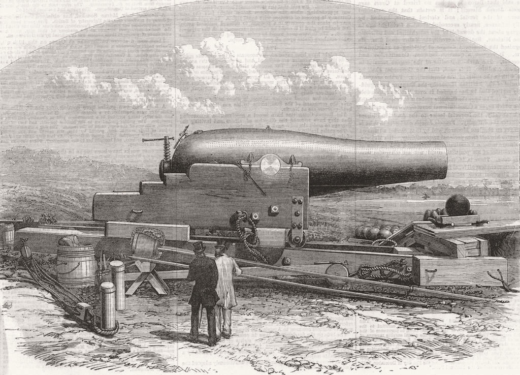 USA. Rodman 15 inch gun, adopted for US navy 1867 old antique print picture