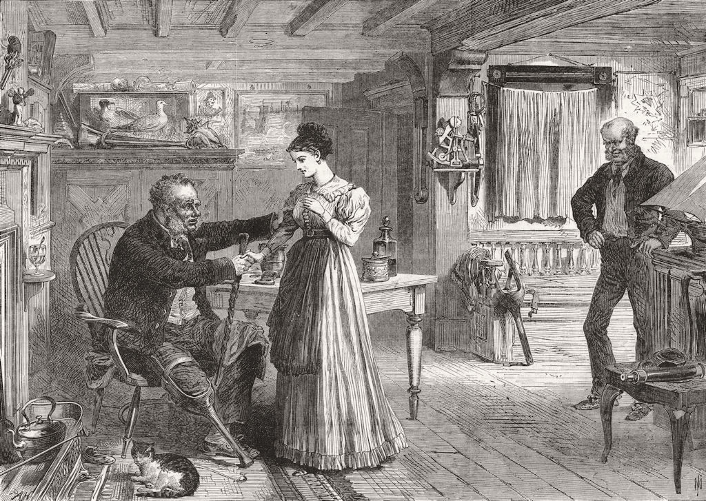 CHRISTMAS. Reconciliation, Clapperclaw cottage 1868 old antique print picture