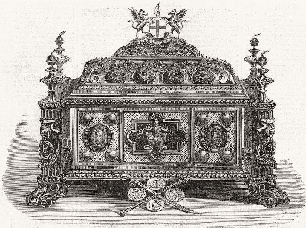 Associate Product LONDON. Gold casket dift to Field-Marshal Burgoyne 1868 antique print