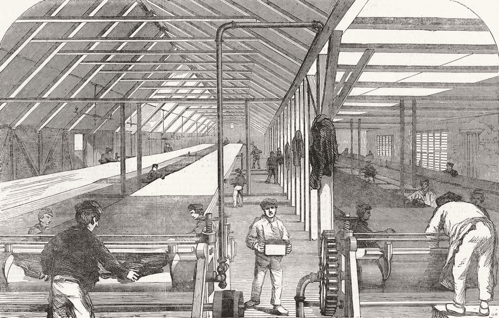 Associate Product STEPNEY. Indiarubber waterproof works, farm House 1855 old antique print