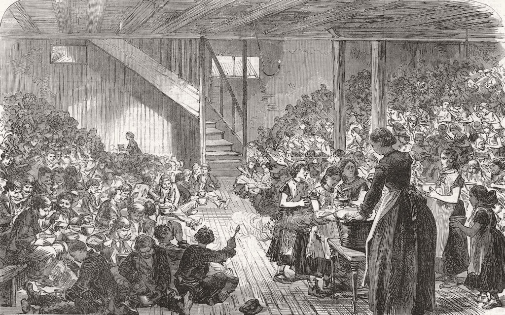 Associate Product LONDON. Dinner-time, Clare-market Ragged School 1869 old antique print picture