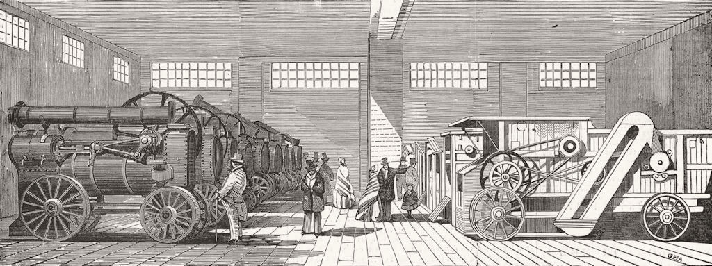 SMITHFIELD. Steam-engines & thrashing-machines 1854 old antique print picture